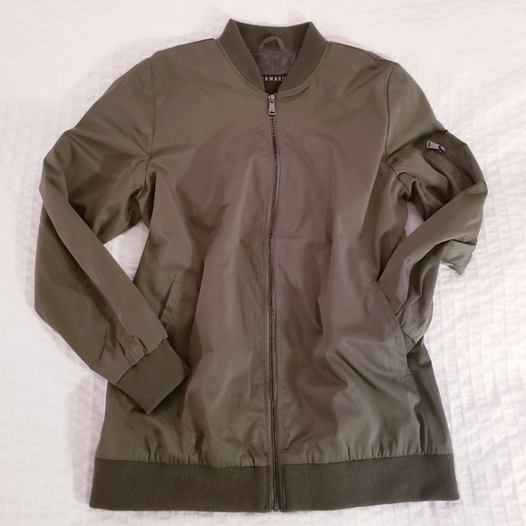 Bernardo | Army Green Long Bomber Jacket Coat - Picture 2 of 8